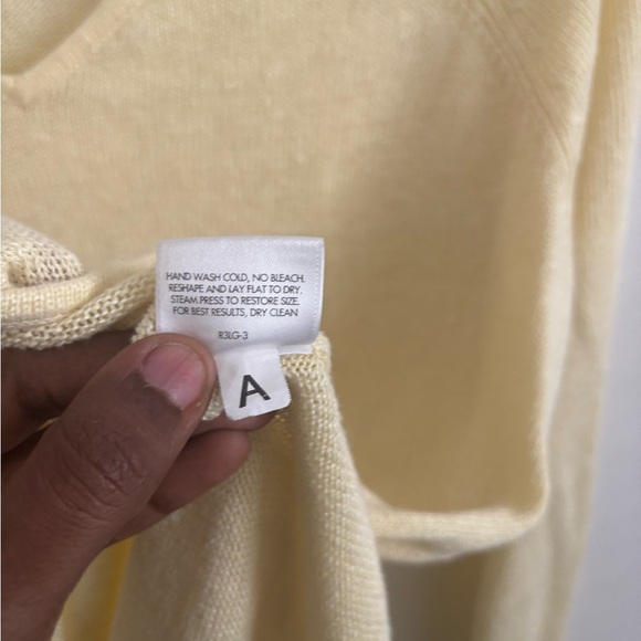 Eileen Fisher Sweater Womens Pastel Yellow Linen Lightweight V-Neck Minimalist S - Picture 4 of 5